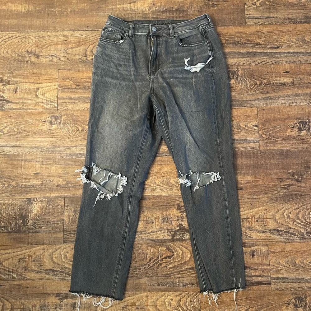 American Eagle Black/Gray Ripped Jeans